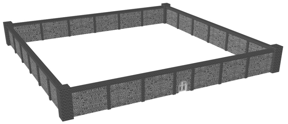 clipstudio用【3D】レンガの塀 (鉄扉つき)