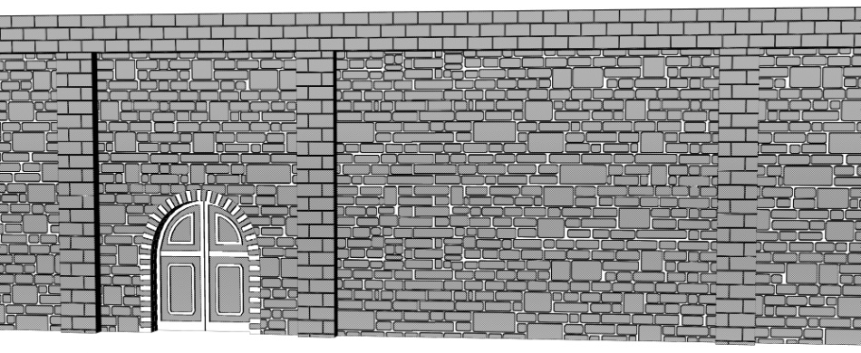 clipstudio用【3D】レンガの塀 (鉄扉つき)