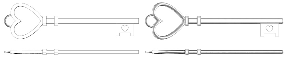 clipstudio用【3D】ハート型のアンティーク鍵