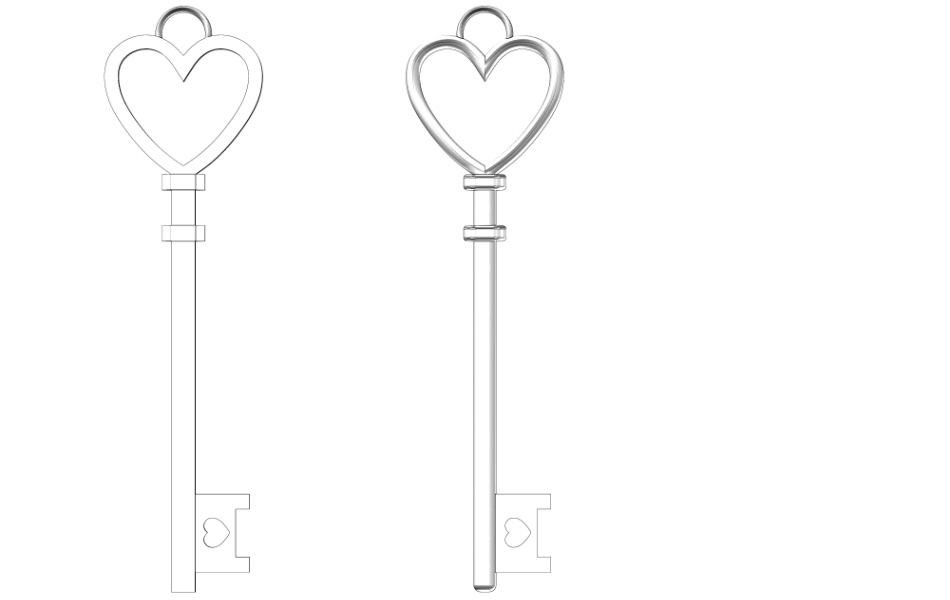 clipstudio用【3D】ハート型のアンティーク鍵