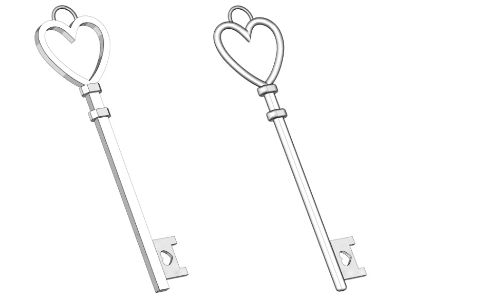 clipstudio用【3D】ハート型のアンティーク鍵