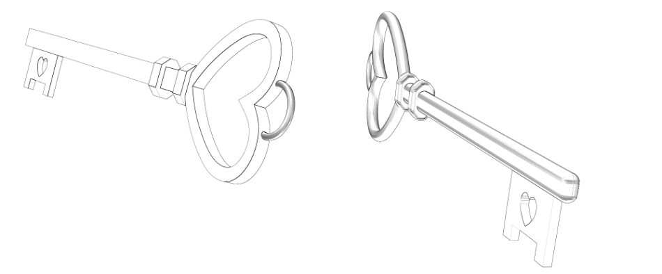 clipstudio用【3D】ハート型のアンティーク鍵