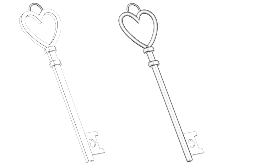 clipstudio用【3D】ハート型のアンティーク鍵