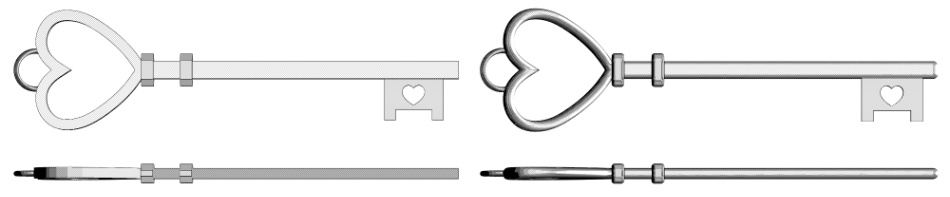 clipstudio用【3D】ハート型のアンティーク鍵