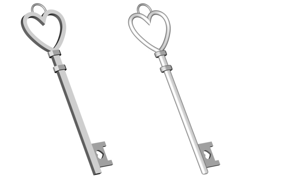 clipstudio用【3D】ハート型のアンティーク鍵