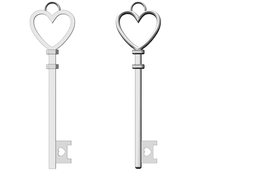 clipstudio用【3D】ハート型のアンティーク鍵