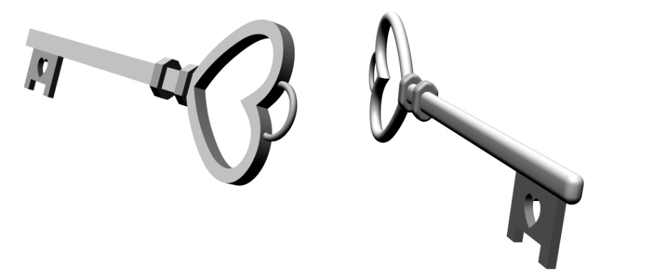 clipstudio用【3D】ハート型のアンティーク鍵