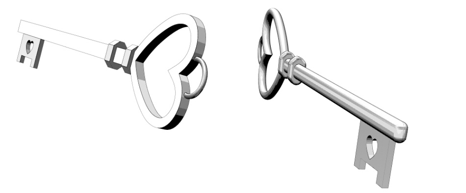 clipstudio用【3D】ハート型のアンティーク鍵