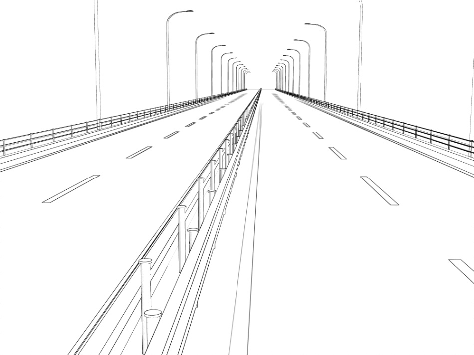 clipstudio用【3D】片側2車線道路(カーブ&直線)