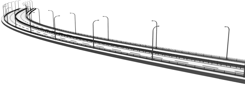 clipstudio用【3D】片側2車線道路(カーブ&直線)