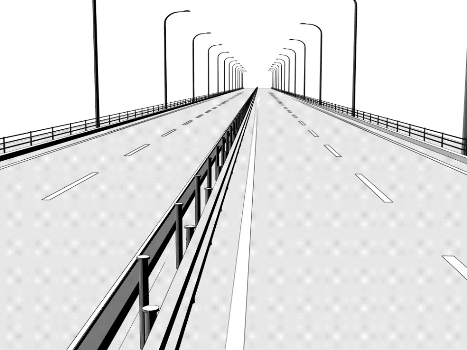 clipstudio用【3D】片側2車線道路(カーブ&直線)