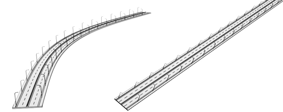 clipstudio用【3D】片側2車線道路(カーブ&直線)