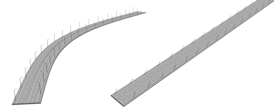 clipstudio用【3D】片側2車線道路(カーブ&直線)