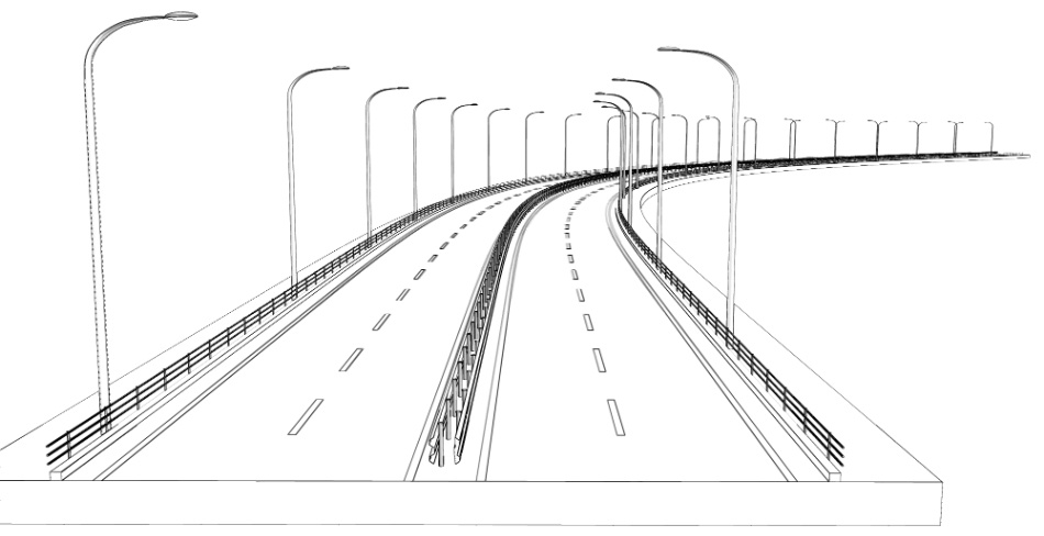 clipstudio用【3D】片側2車線道路(カーブ&直線)