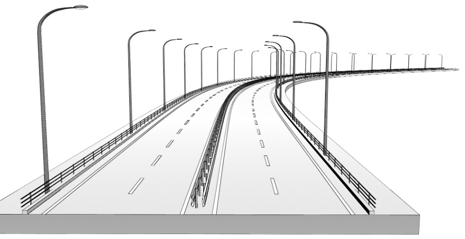 clipstudio用【3D】片側2車線道路(カーブ&直線)