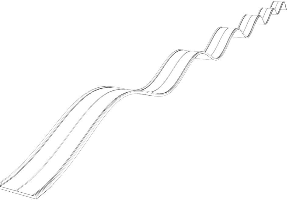 clipstudio用【3D】波打つ道路(イエローライン&破線)