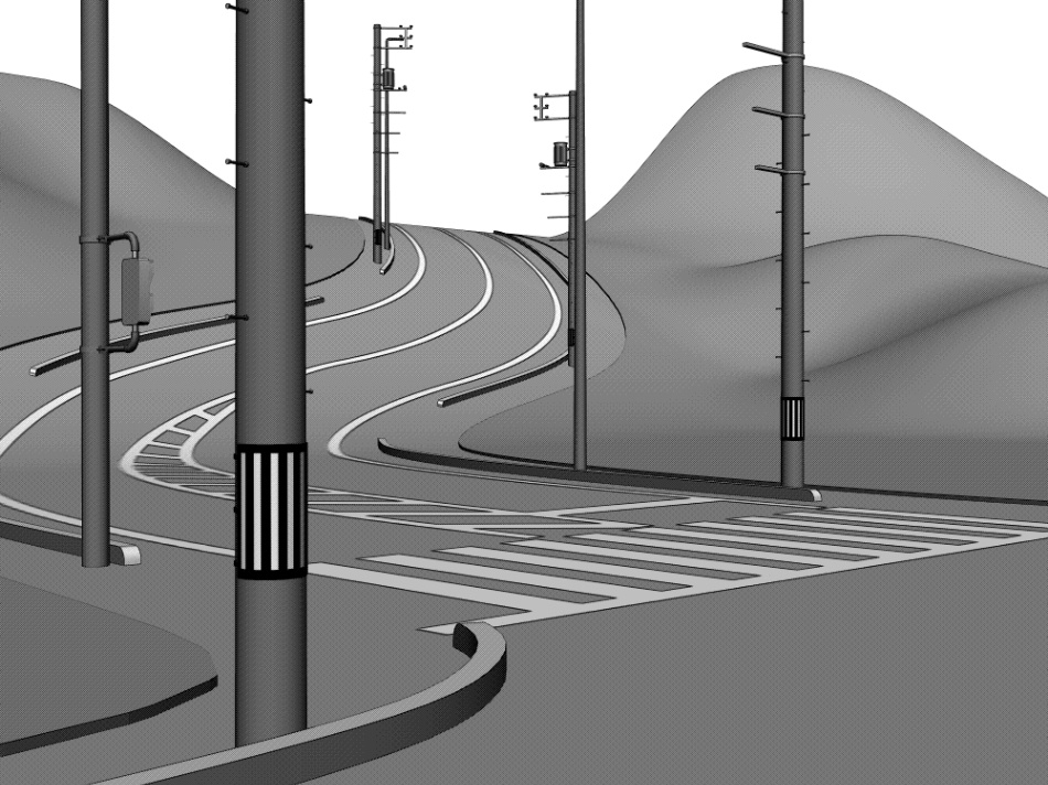 clipstudio用【3D】三叉路(山地&平地)