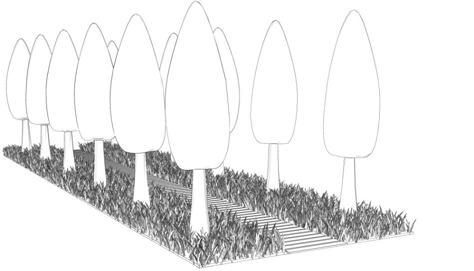 clipstudio用【3D】木道の並木道