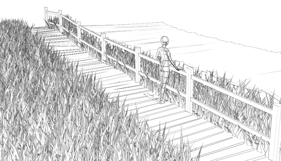 clipstudio用【3D】川沿いの木道