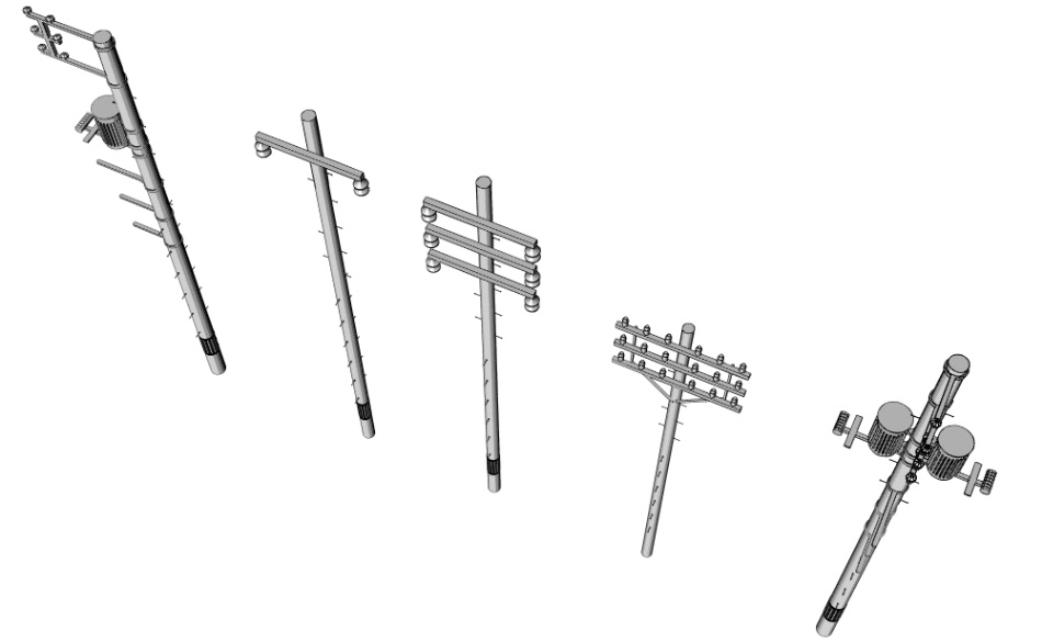 clipstudio用【3D】電柱 × 5種類