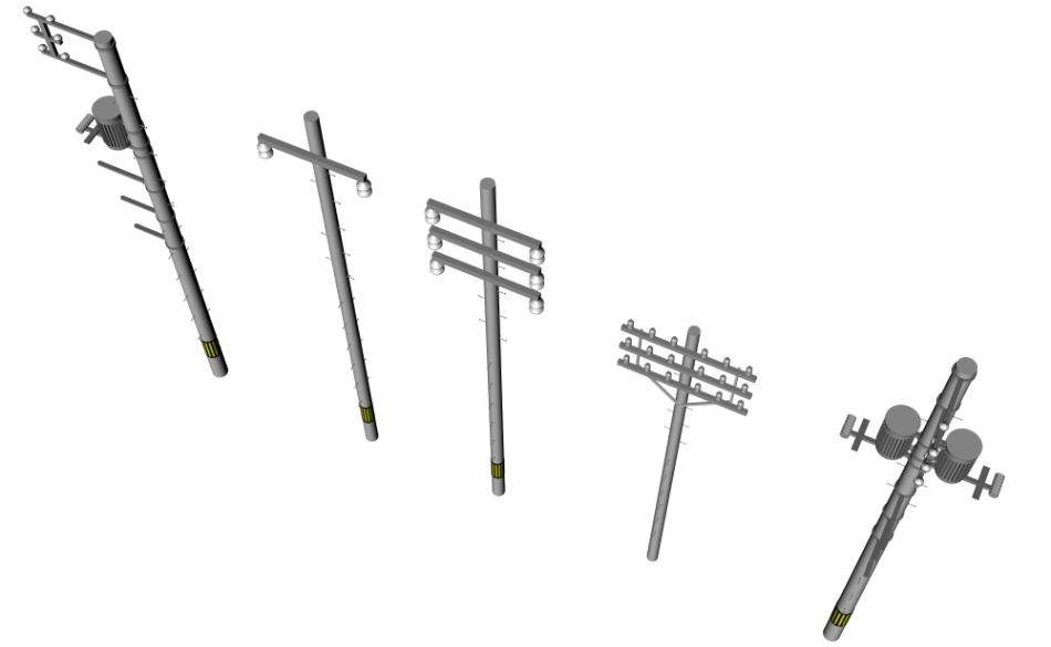 clipstudio用【3D】電柱 × 5種類