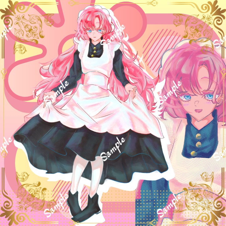 【立ち絵素材】_女性_全身_アップ_表情差分4種類