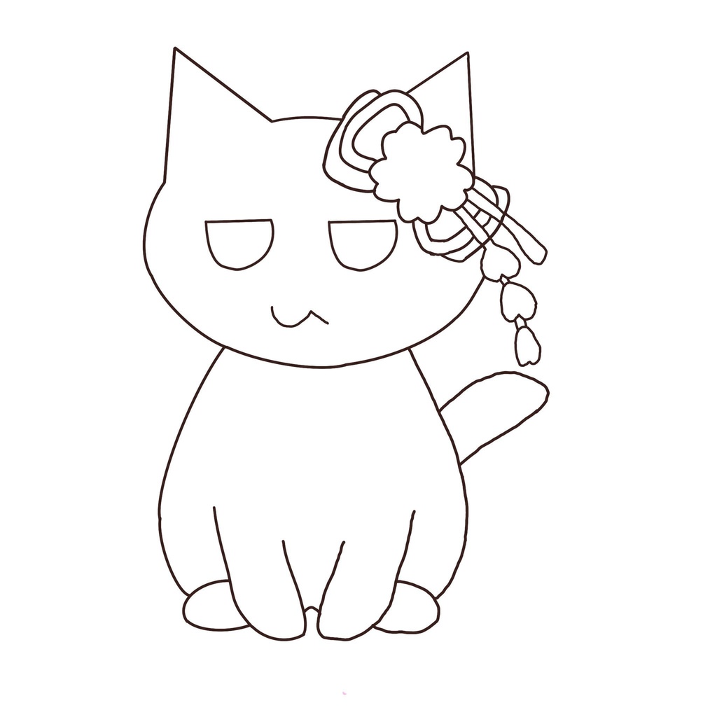 桜髪飾り猫