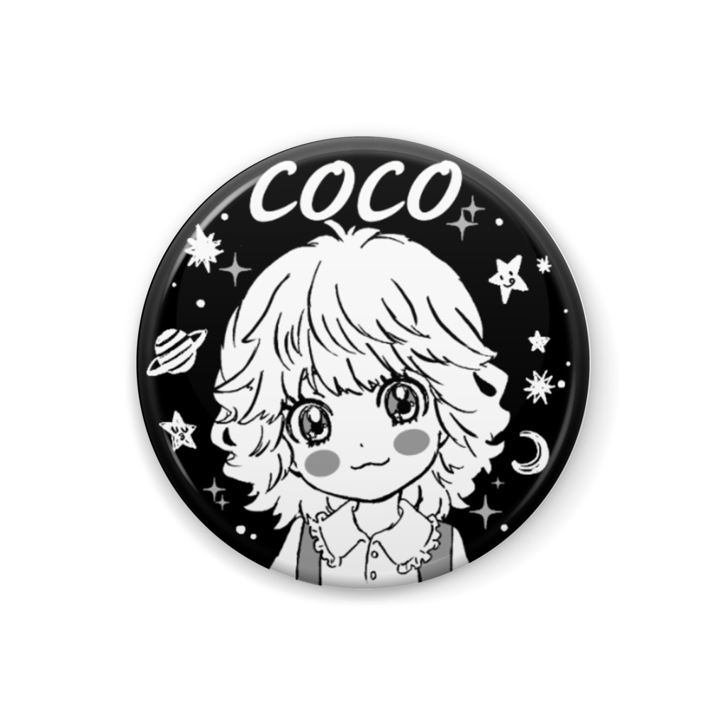 宇宙の妖精coco モノトーン 缶バッジ Maco Coco Booth