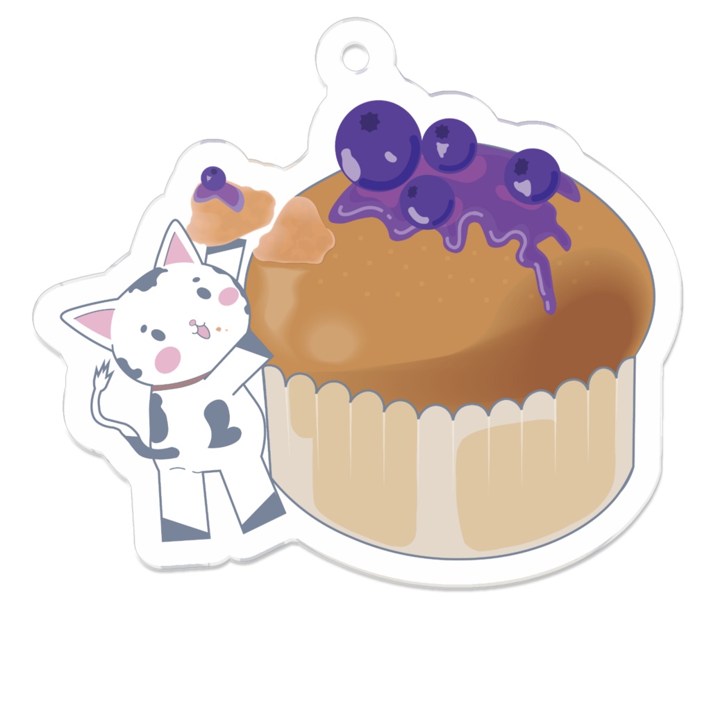 【ゆず作】くーにゃんとブルーベリーマフィンアクリルキーホルダー