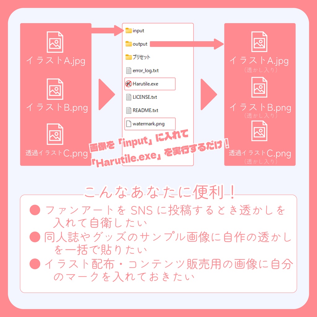 【はるたいる】ウォーターマーク一括貼り付けツール