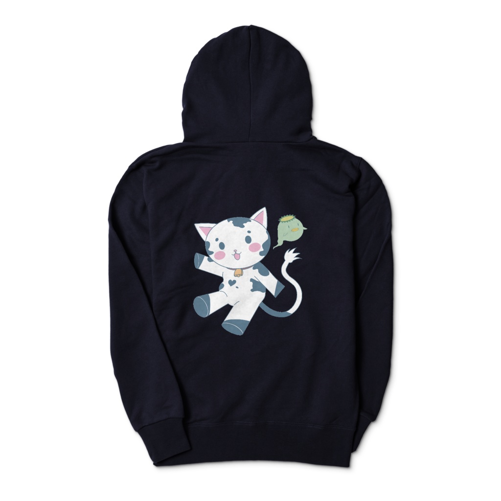 【ゆず作】くーにゃんジップパーカー(背面あり)(紺)