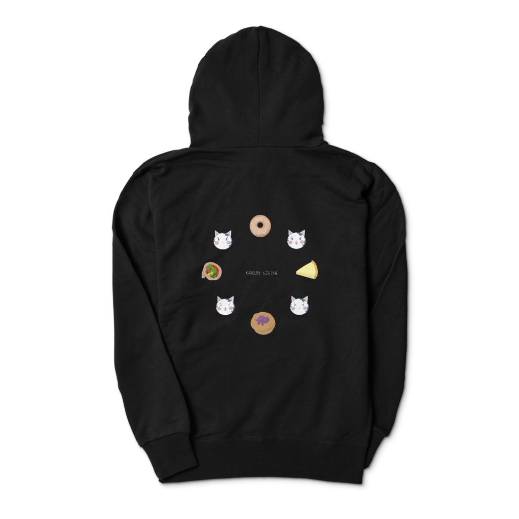 【ゆず作】くーにゃんジップパーカー(背面のみ)(黒)