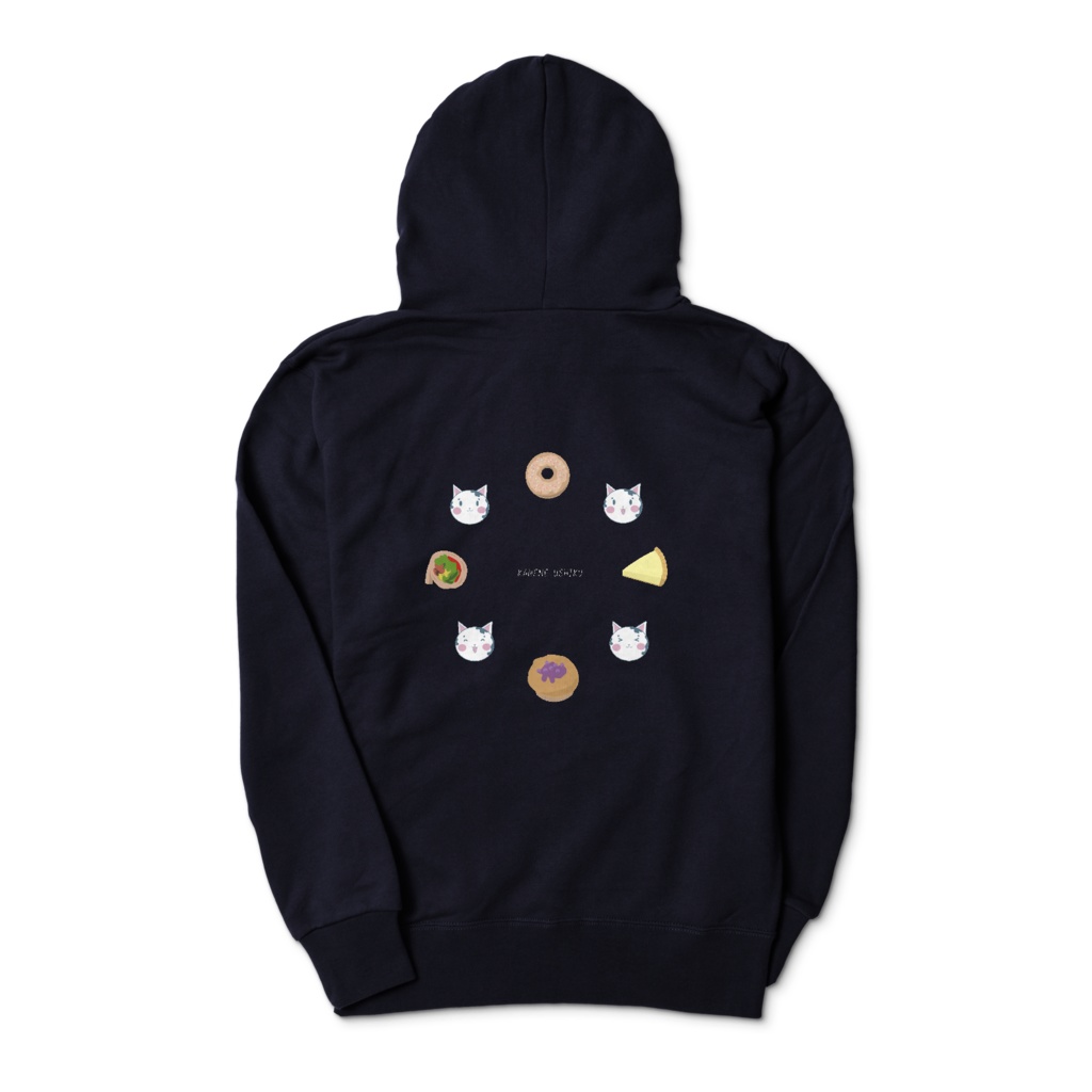 【ゆず作】くーにゃんジップパーカー(背面のみ)(紺)