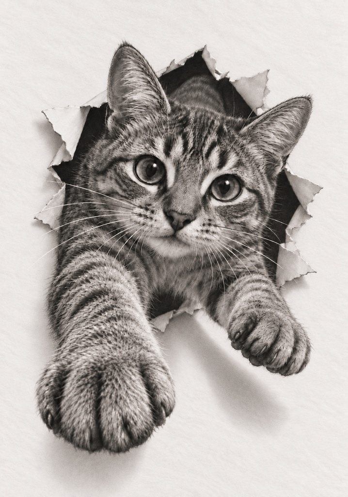 猫　トリックアート　画像　17枚入