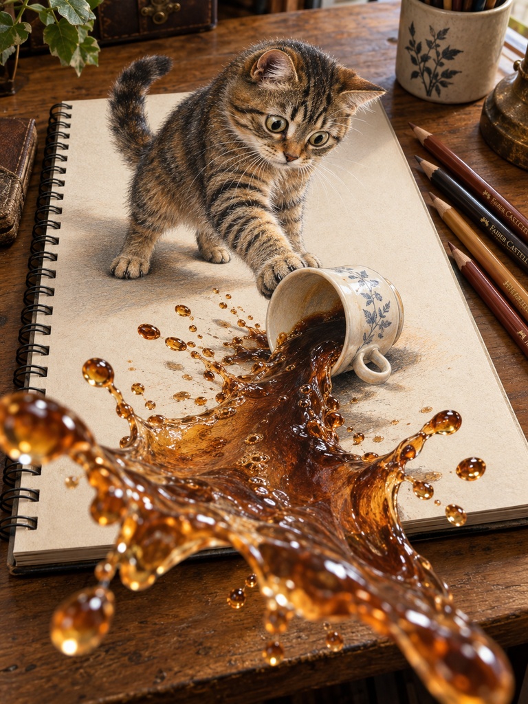 猫 トリックアート 画像 17枚入