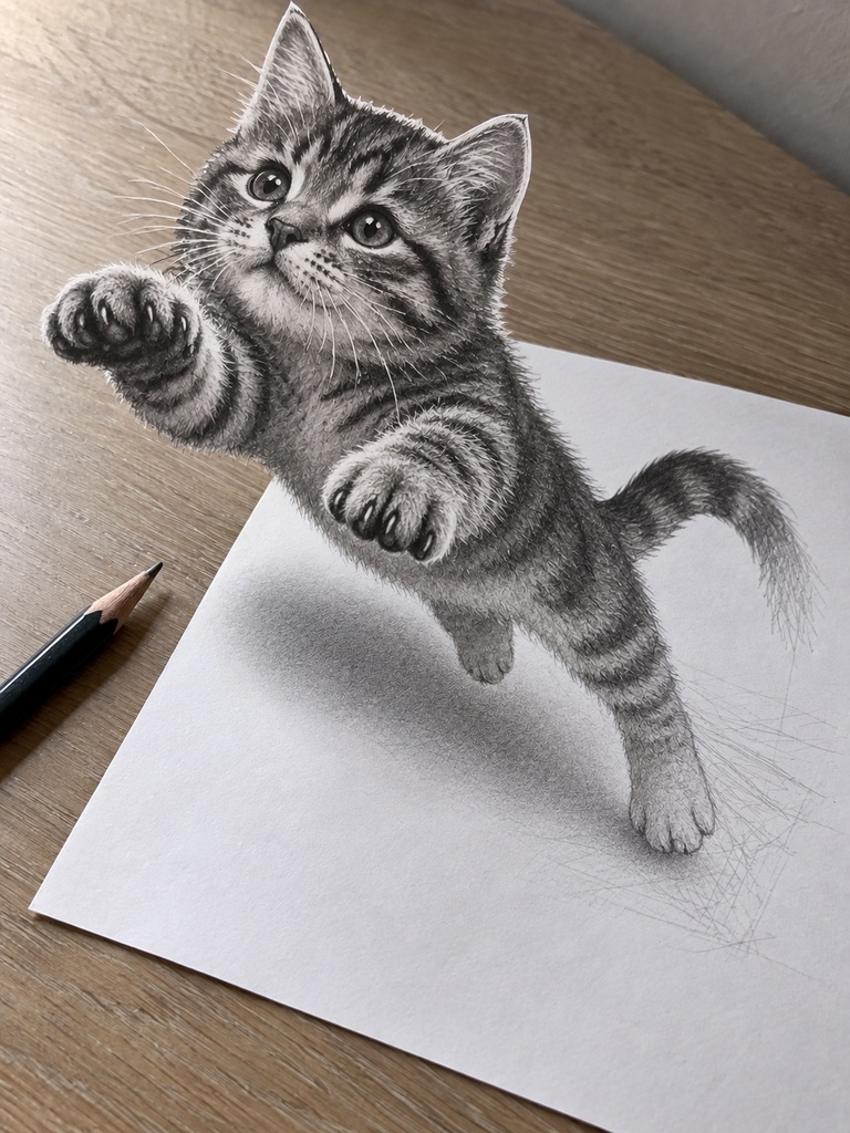 猫 トリックアート 画像 17枚入