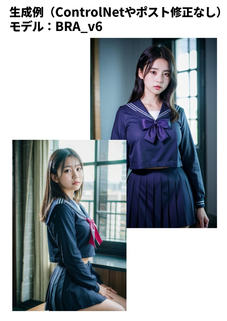 Stable Diffusion用のセーラー服生成(夏&冬)LoRA