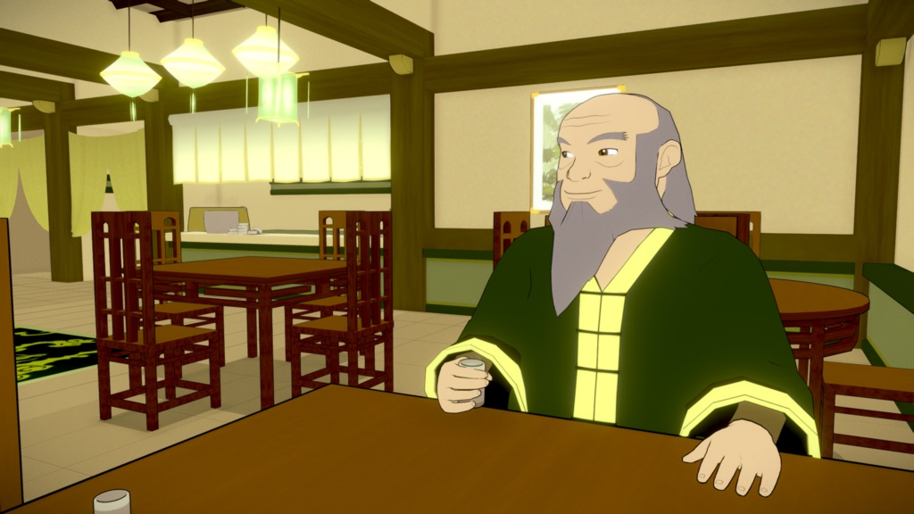 Avatar the last airbender: Uncle Iroh and teashop "RIGGED FBX"