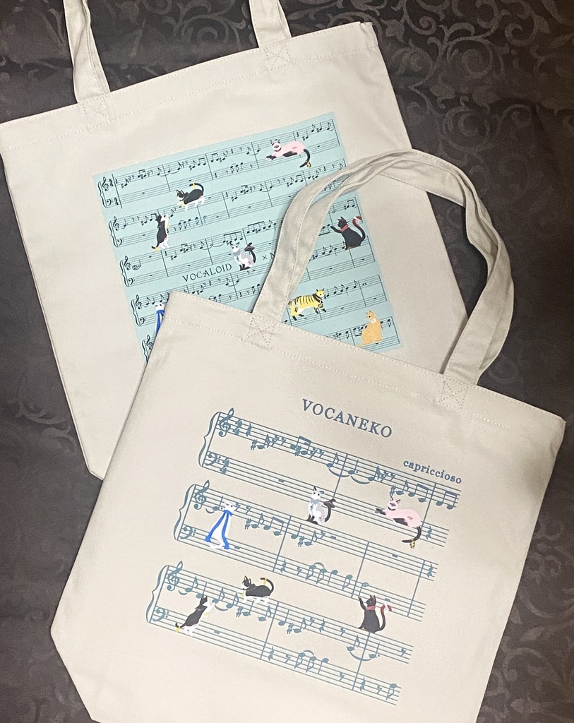 ボカロ×ねこトートバッグ(楽譜柄B)