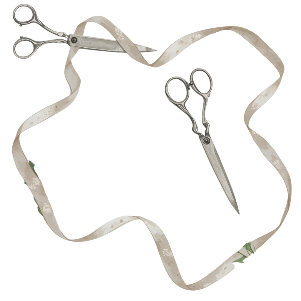 水彩画風・水色アンティーク文房具クリップアートセット(PNG形式)