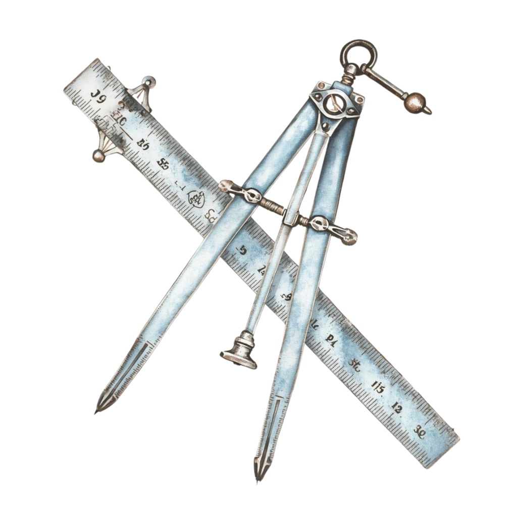 水彩画風・水色アンティーク文房具クリップアートセット(PNG形式)