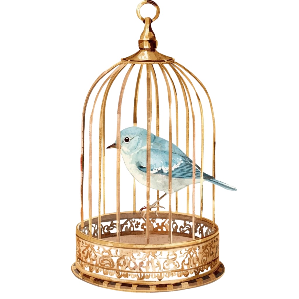 水彩画風・水色アンティーク小鳥クリップアートセットー10種(PNG形式)