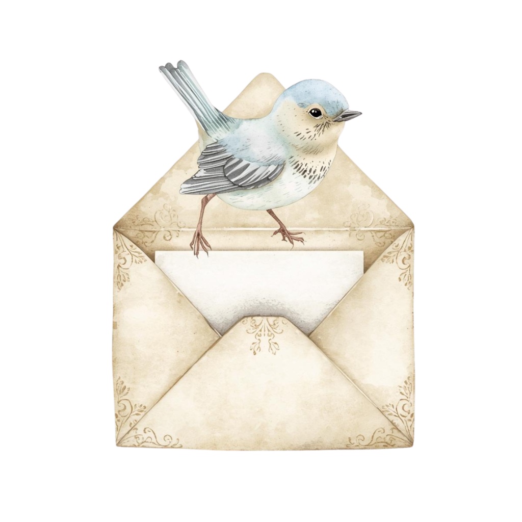 水彩画風・水色アンティーク小鳥クリップアートセットー10種(PNG形式)