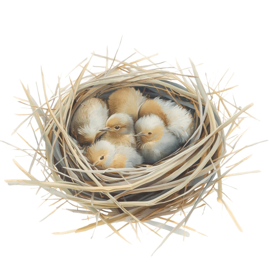 水彩画風・水色アンティーク小鳥クリップアートセットー10種(PNG形式)