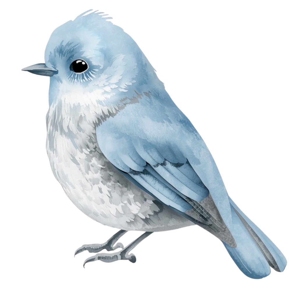 水彩画風・水色アンティーク小鳥クリップアートセットー10種(PNG形式)