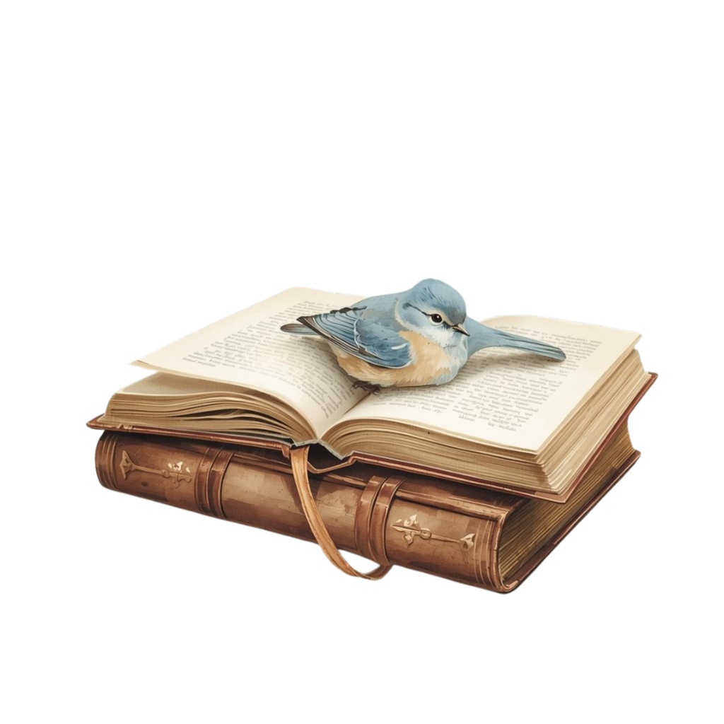 水彩画風・水色アンティーク小鳥クリップアートセットー10種(PNG形式)