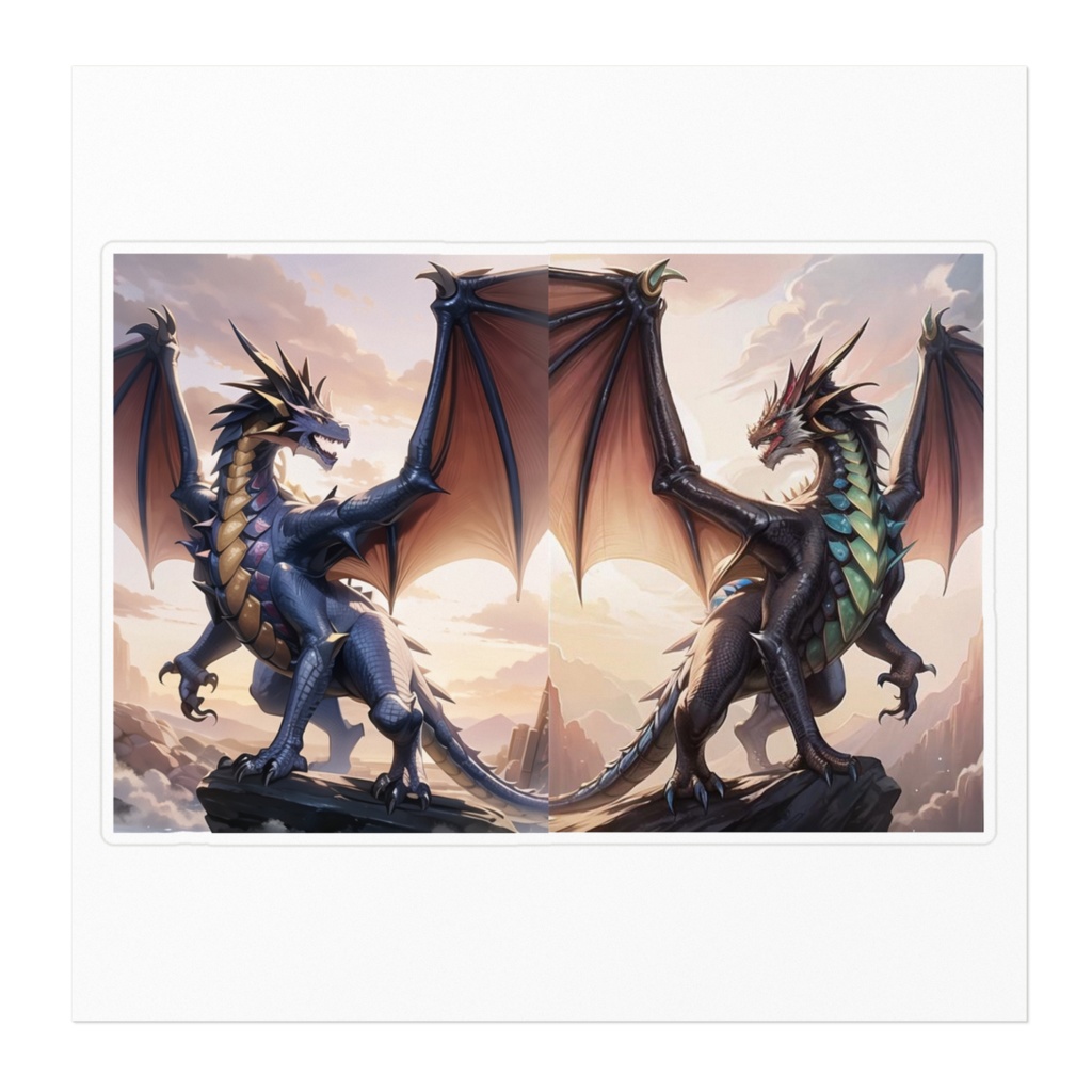 2頭のドラゴン ステッカー -two Dragons-