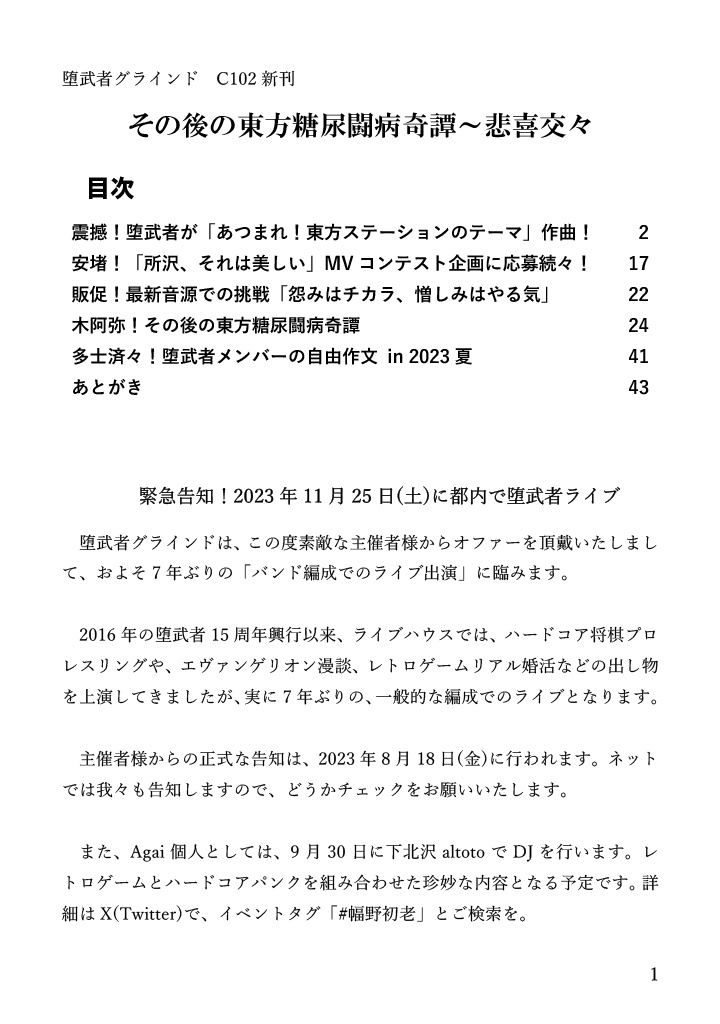 その後の東方糖尿闘病奇譚~悲喜交々~