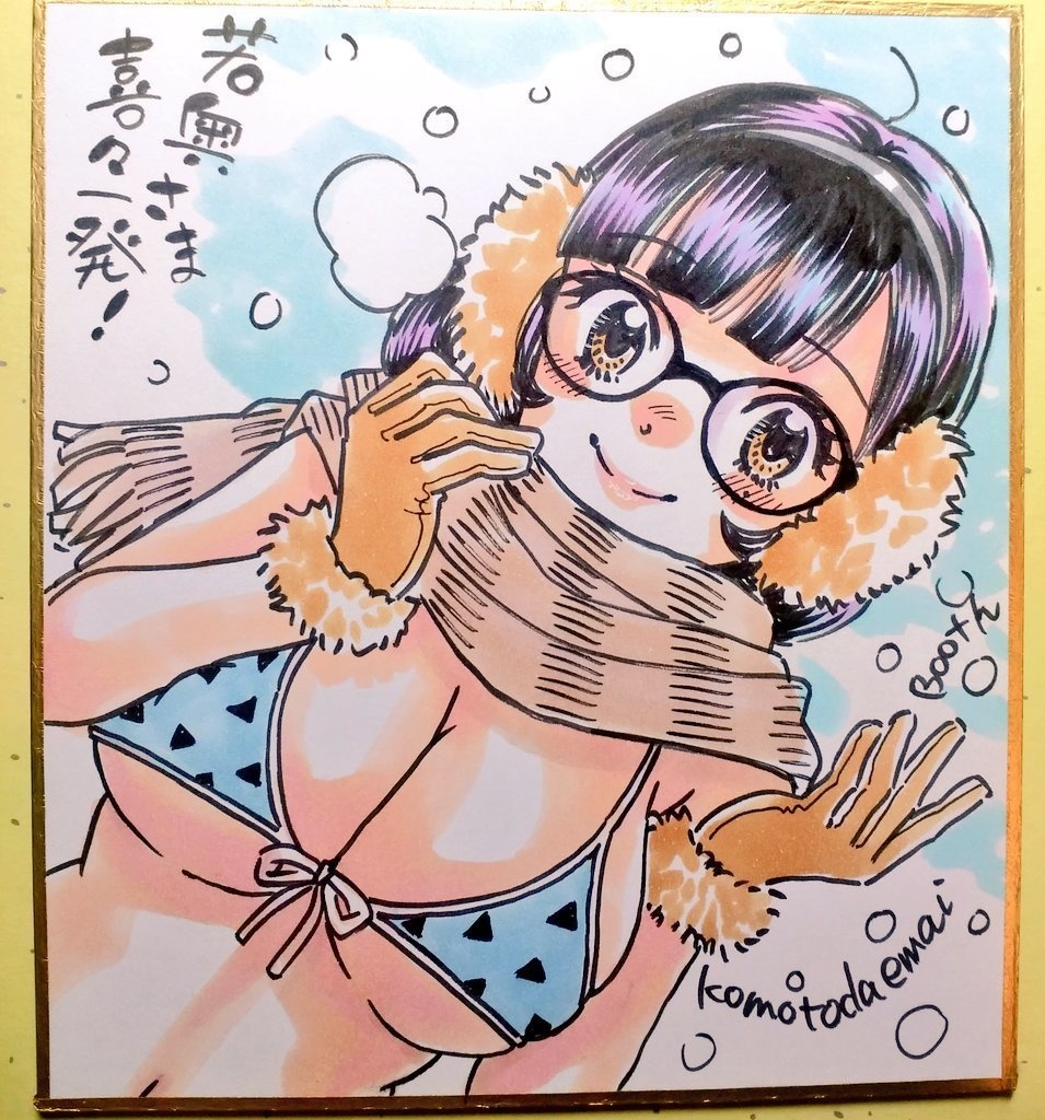 ミニ色紙アナログ原画１点河合小鳥booth