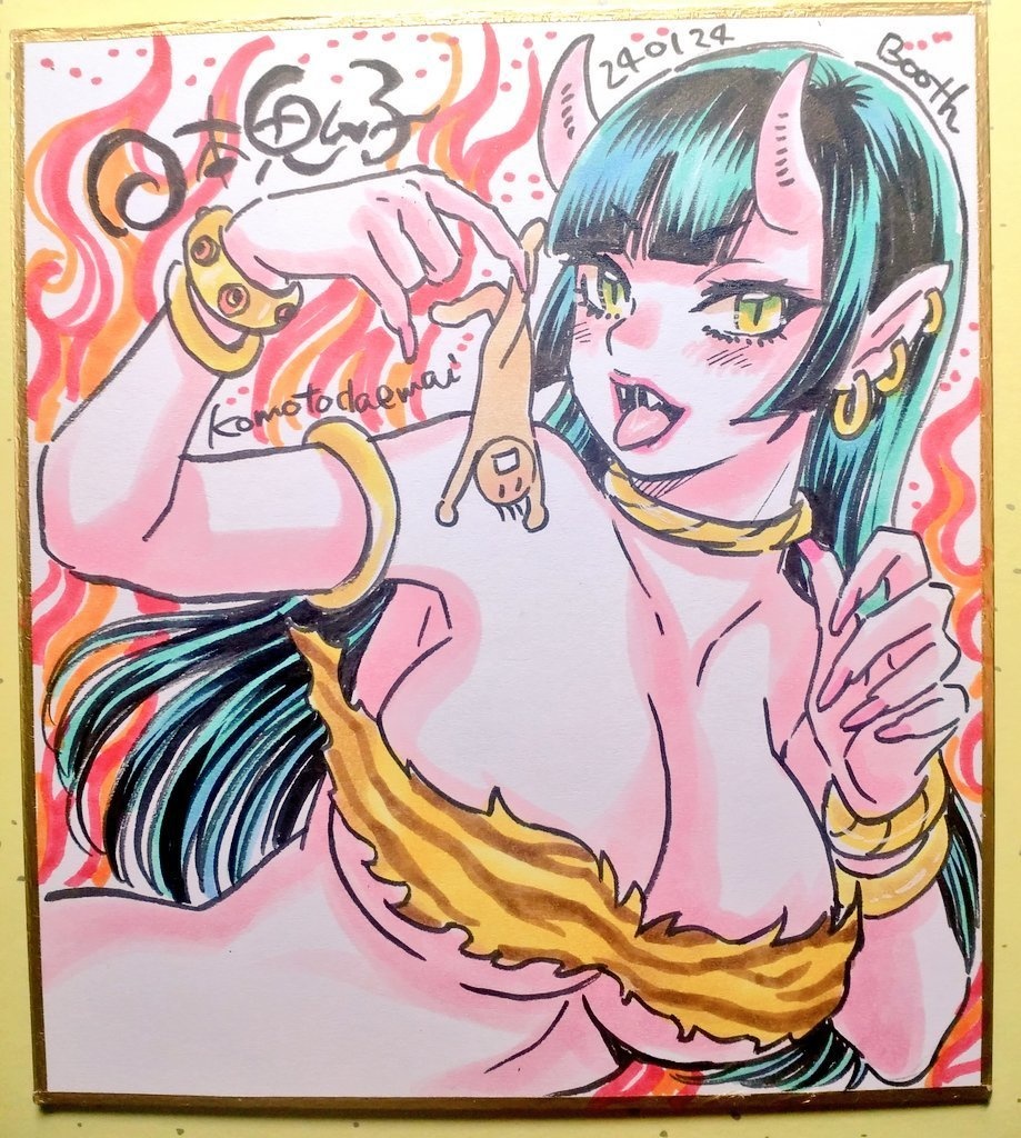 ミニ色紙アナログ原画１点日本鬼子